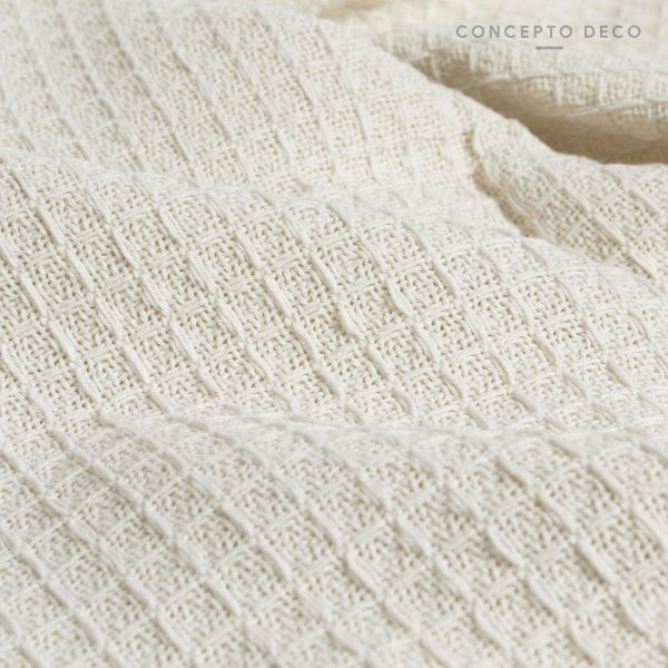 MANTA SOFÁ INDIA BALLERINA WAFFLE ALGODON BLANCO 125X150CM