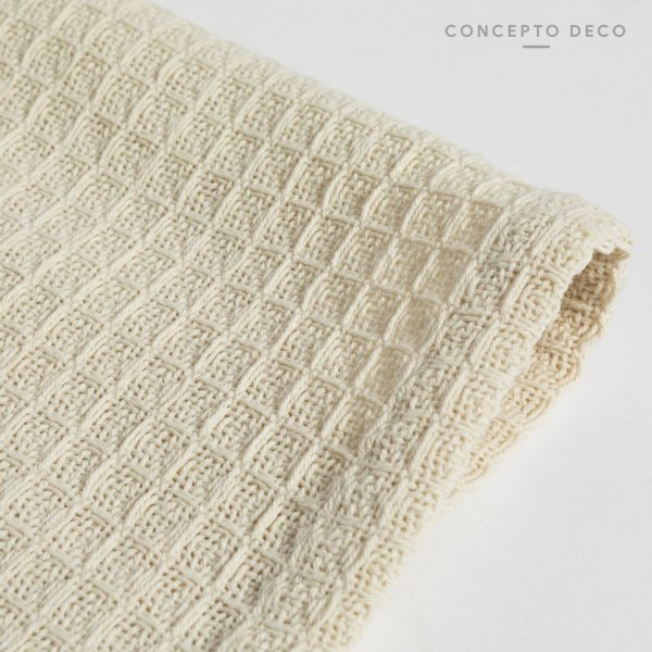 MANTA SOFÁ INDIA BALLERINA WAFFLE ALGODON CRUDO 125X150CM