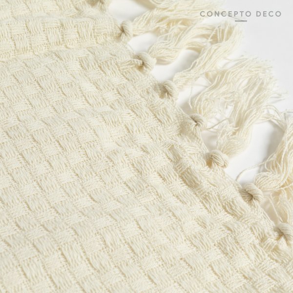 MANTA SOFÁ INDIA KOLARA WAFFLE ALGODON CRUDO 125X150CM