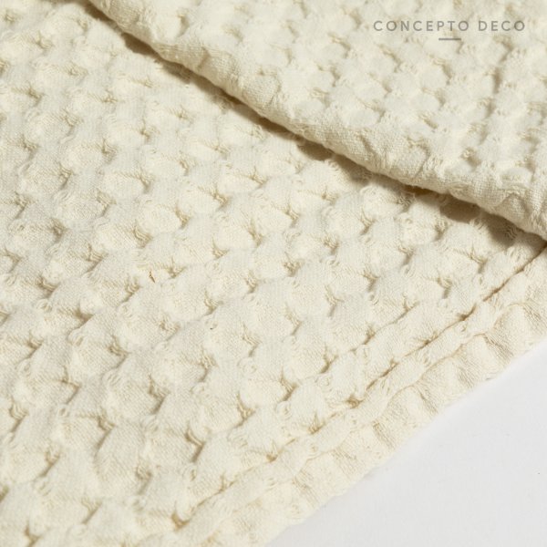 MANTA SOFÁ INDIA NUBRA WAFFLE ALGODON CRUDO 125X150CM