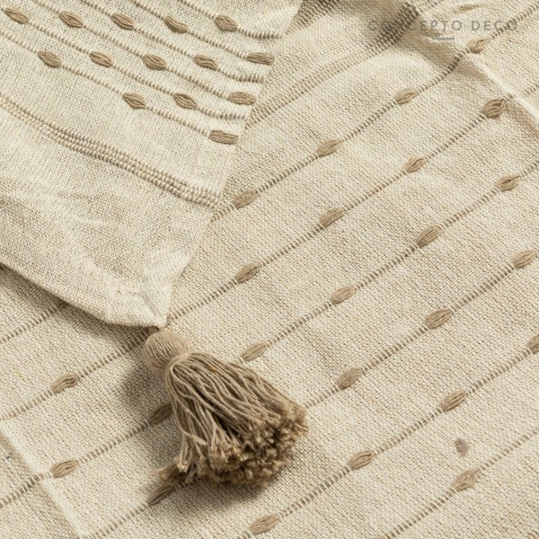 MANTA DE SOFÁ INDIA NAINI CRUDO Y BEIGE 140X180CM