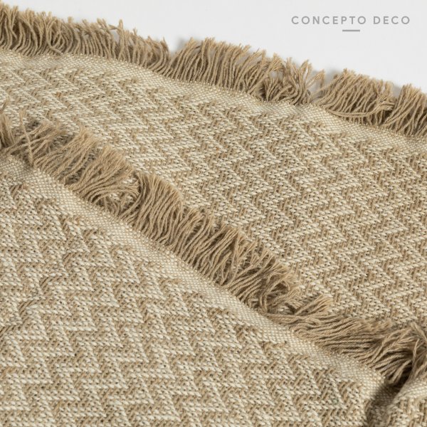 MANTA DE SOFÁ INDIA SATNA CRUDO Y BEIGE 140X180CM
