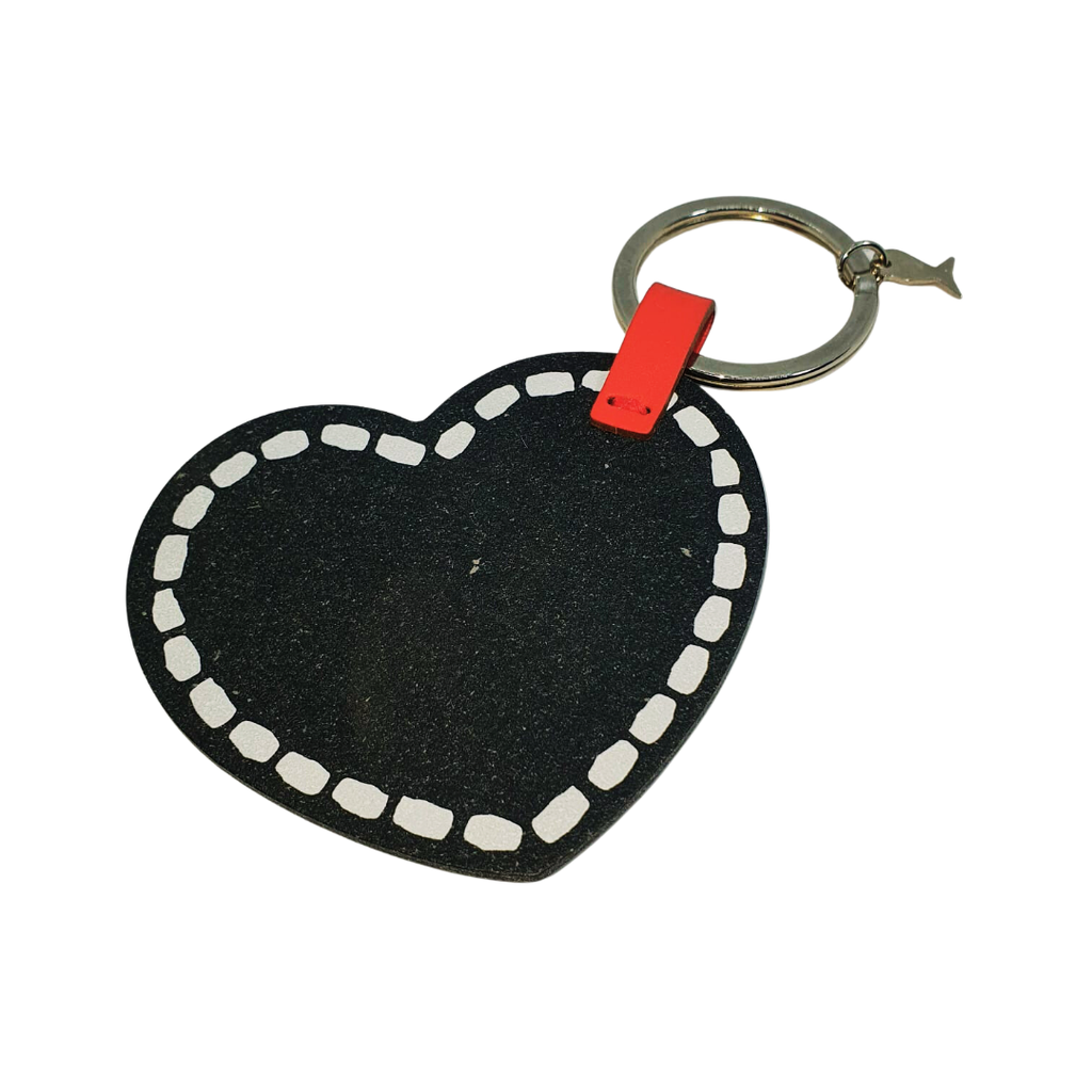 BLACK HEART KEY HOLDER CUERO BY PAOLA NAVONE