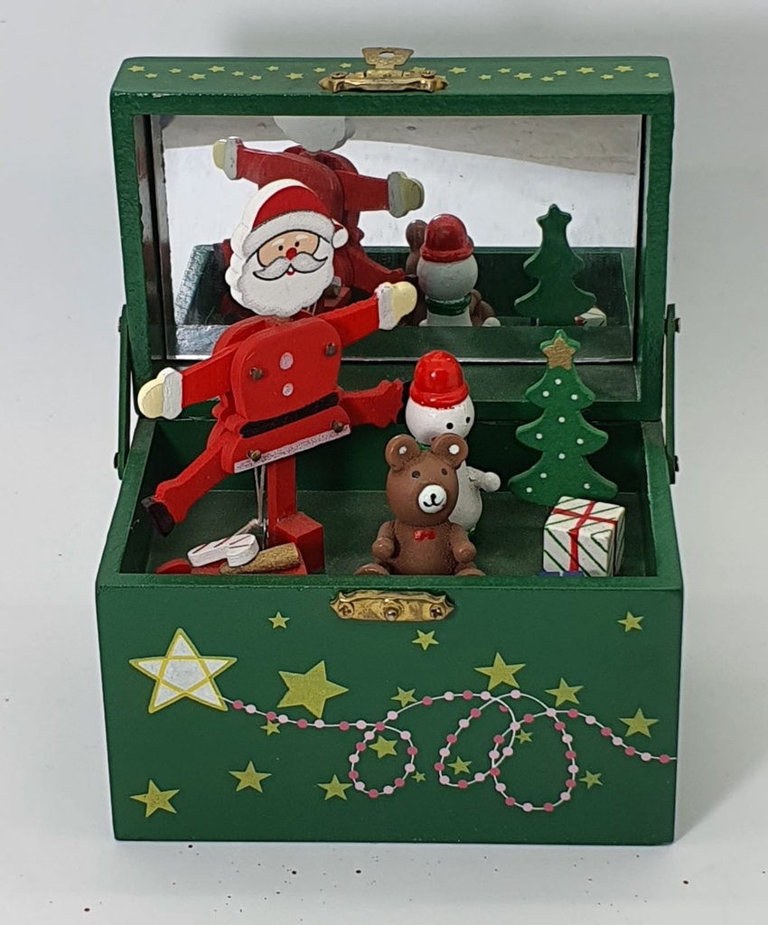 CAJA MUSICAL C/ SANTA 10X10X18 GREEN RED