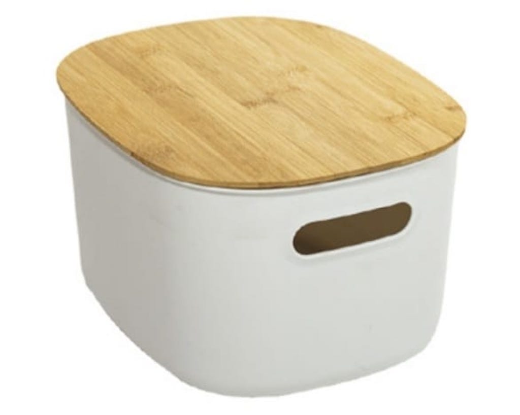 CAJA OVAL CON TAPA DE BAMBU L ESTOCOLMO GREY 38,5 X 29 X 22