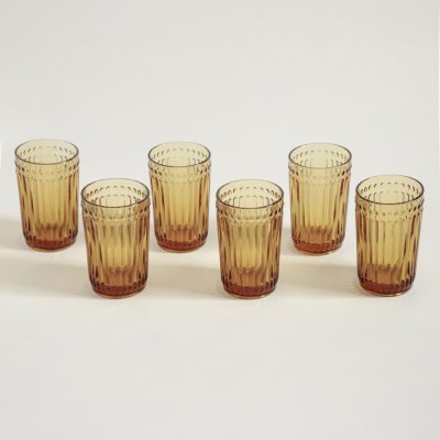 SET X 6 VASOS ALTO DE VIDRIO AMBAR LINEA CARDIFF