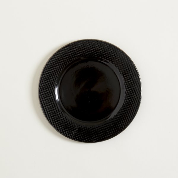 PLATO POSTRE SET X 6 ABU DHABI NEGRO  BORDE DORADO 21 CM