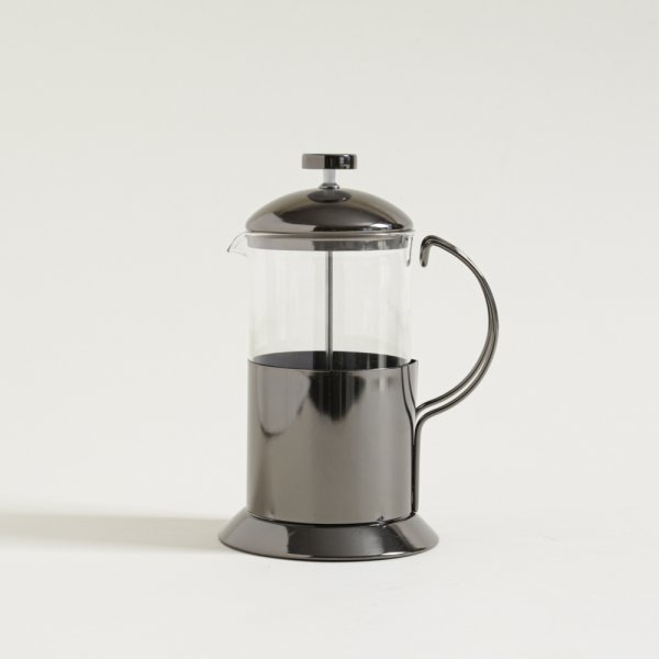 CAFETERA CON EMBOLO BASE ALTA  NEGRO BRILLANTE 800