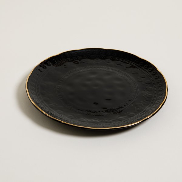 PLATO PLAYO MONTERREY BLACK BORDE DORADO 28 CM