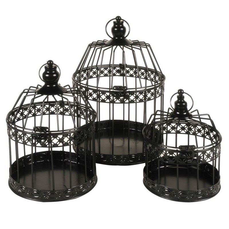 DECO JAULA SET X 3 NEGRO G 16 X 36 CM