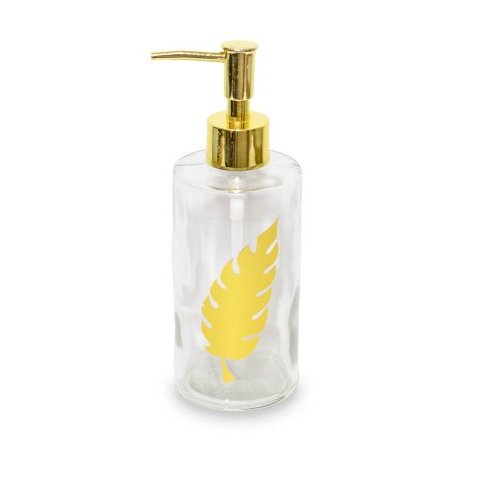 DISPENSER VIDRIO CILINDRO GOLDEN LEAF C 19 X 6 CM