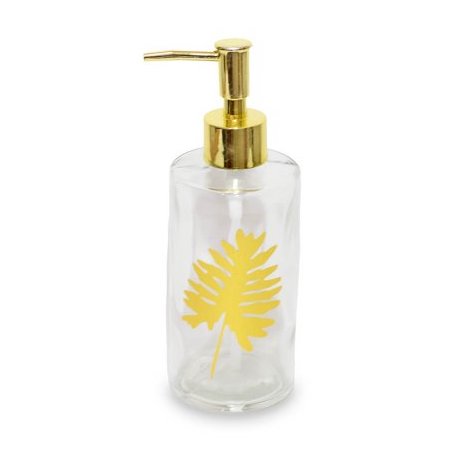 DISPENSER VIDRIO CILINDRO GOLDEN LEAF B 19 X 6 CM