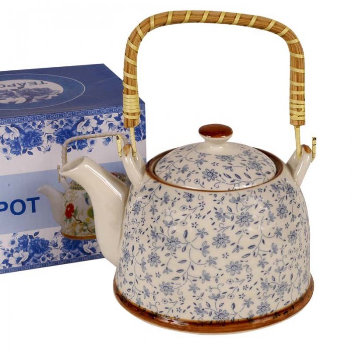 TETERA PORCELANA 900 CC FLORCITAS CELESTES