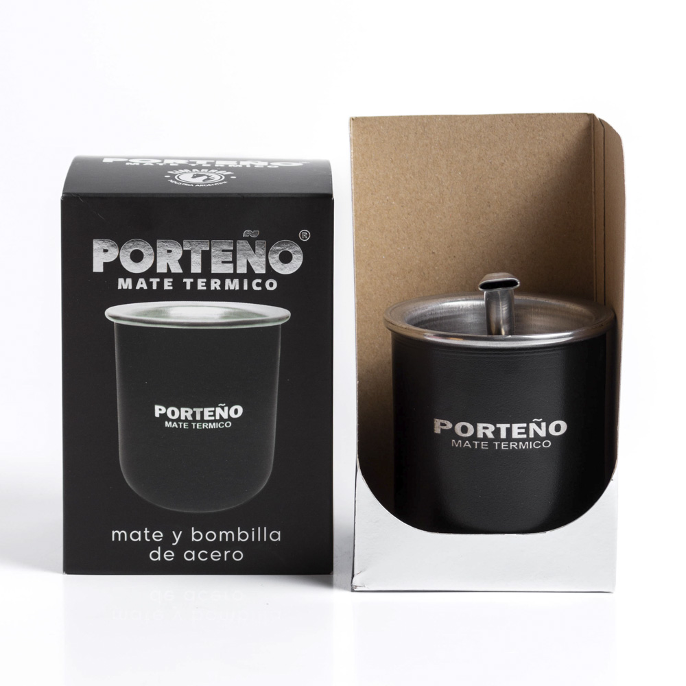 MATE PORTEÑO ACERO INOXIDABLE NEGRO