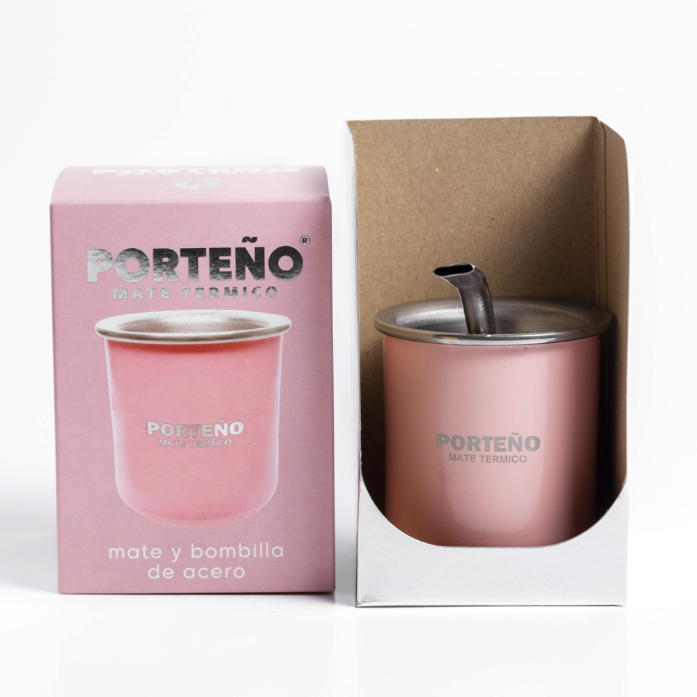 MATE PORTEÑO ACERO INOXIDABLE ROSA