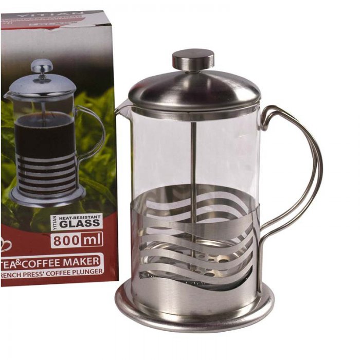 CAFETERA CON EMBOLO 800 CC ONDAS