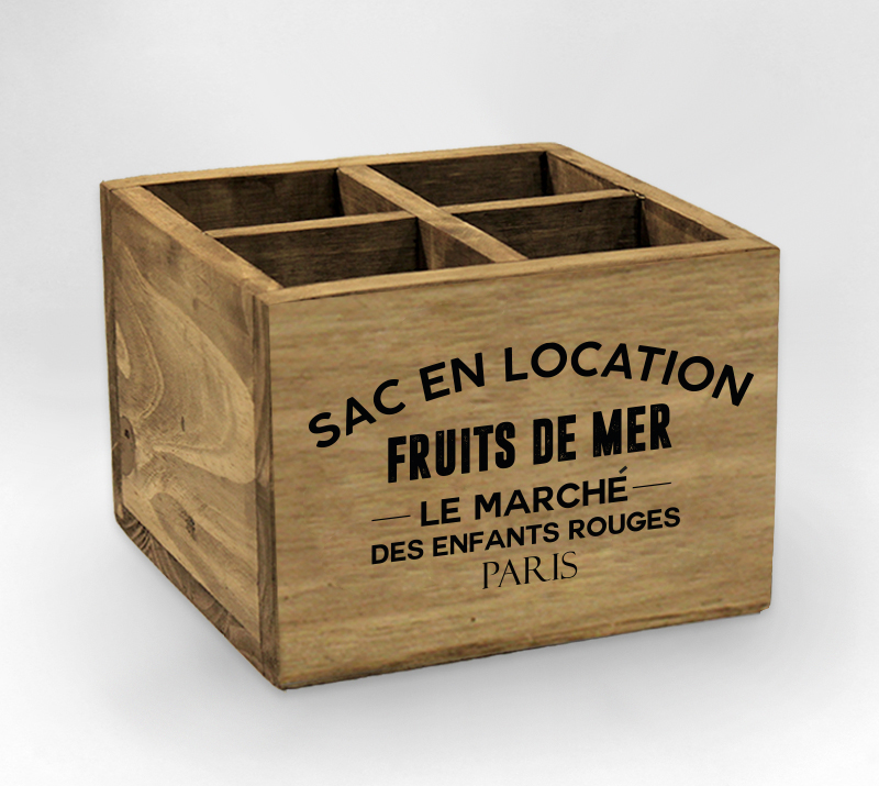 CAJA ORGANIZADORA 4 DIVISIONES FRANCIA MON AMOUR -FRUITS DE MER- 21 X 21 X 14 CM - ORGANIZADOR 4 DIV