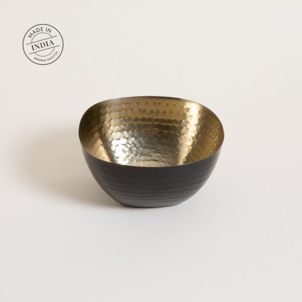 BOWL DE ACERO INOX CUADRADO BLACK & GOLDEN NISHA 1