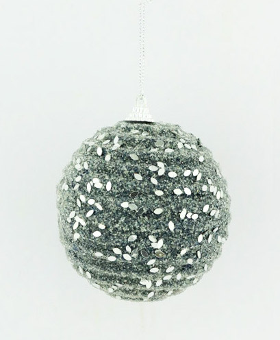 PELOTA DE NAVIDAD X 6 10 CM. BLUE SILVER