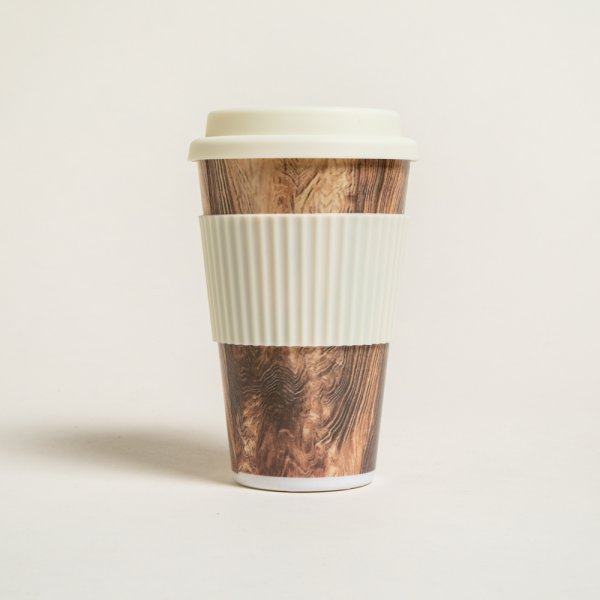 MUG DE FIBRA DE BAMBOO FEN TAPA SILICONA CREAM 400