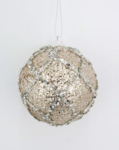 PELOTA DE NAVIDAD X6  8CM. CHAMPAGNE