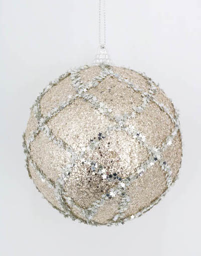 PELOTA DE NAVIDAD X6  10CM. CHAMPAGNE
