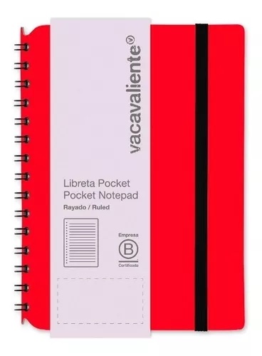 LIBRETA SIMPLE POCKET RAYADA ROJA 80 HOJAS RAYADO 80 G 10 X 15 CM