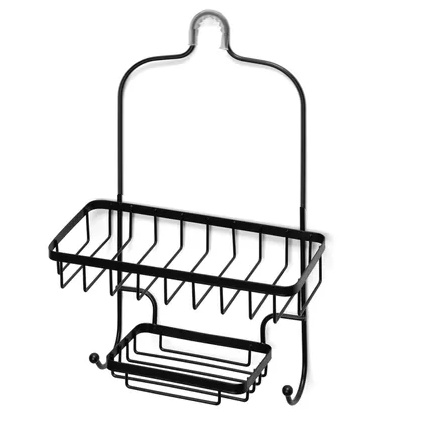 ORGANIZADOR DE BAÑO NEGRO 1 ESTANTE MAS JABON