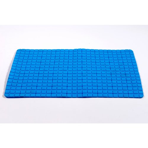 ALFOMBRA DE BAÑO ANTIDESLIZANTE 68 X 38 CM CUADRILLÉ CELESTE