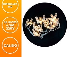 GUIRNALDA LED BROCHE 28 LUCES 4 50M 220V CALIDO