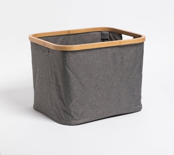 CESTO ORGANIZADOR GRIS BAMBOO 37X28X29CM