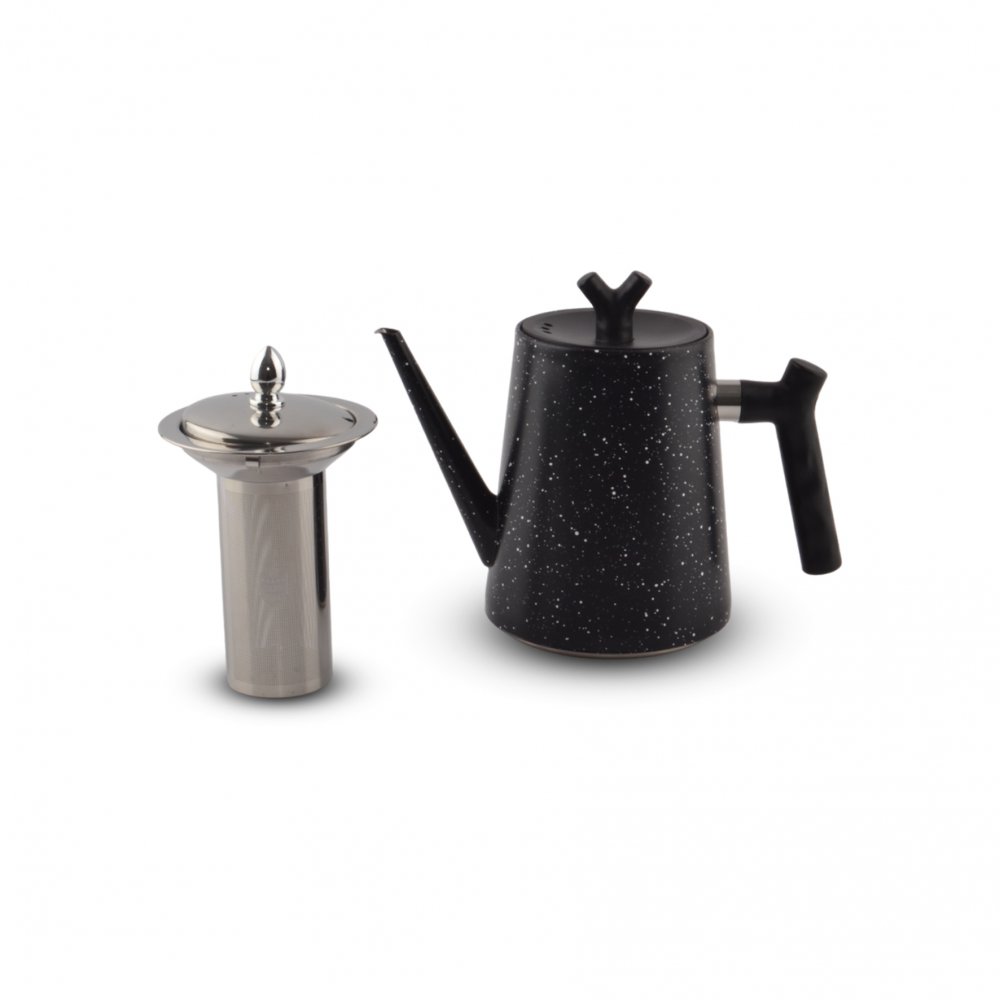 JARRA BARISTA SIMIL GRANITO NEGRO CON FILTRO Y ASA 1500ML 13,2 X 16 CM DE ACERO