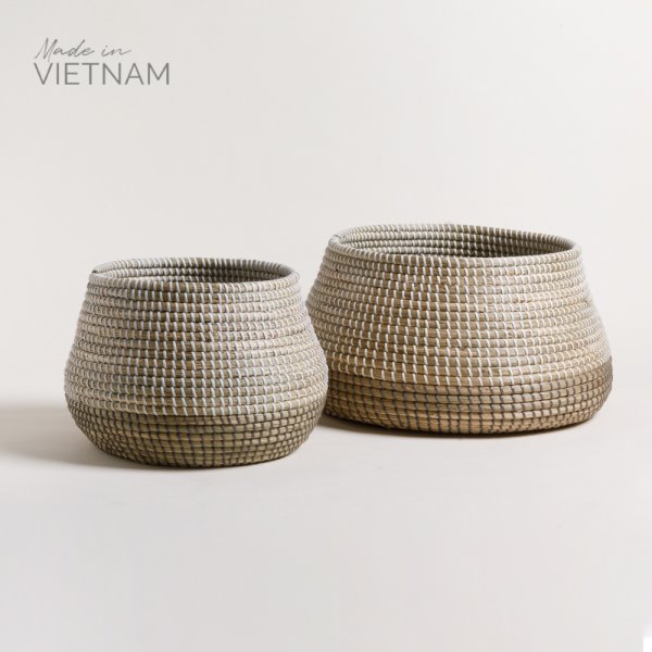 SET X2 CANASTOS CONCAVOS DE SEAGRASS HALONG 41X25 / 28X22 CM