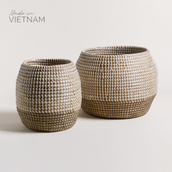 SET X2 CANASTOS BOMBE DE SEAGRASS HALONG 25X30 / 23X24 CM