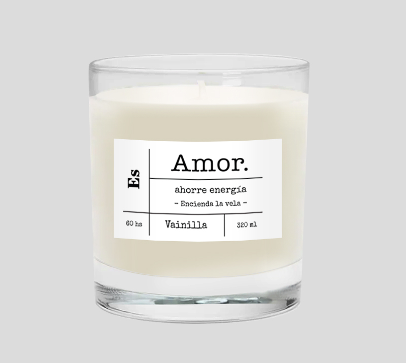 VELA AMOR AROMA VAINILLA ENVASE VIDRIO 8,5 X 7,5 CM / 320 ML