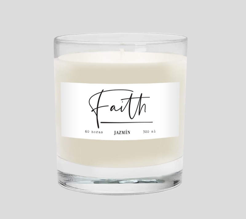 VELA FAITH AROMA JAZMIN ENVASE VIDRIO 8,5 X 7,5 CM / 320 ML - VETEN320 - Blanco