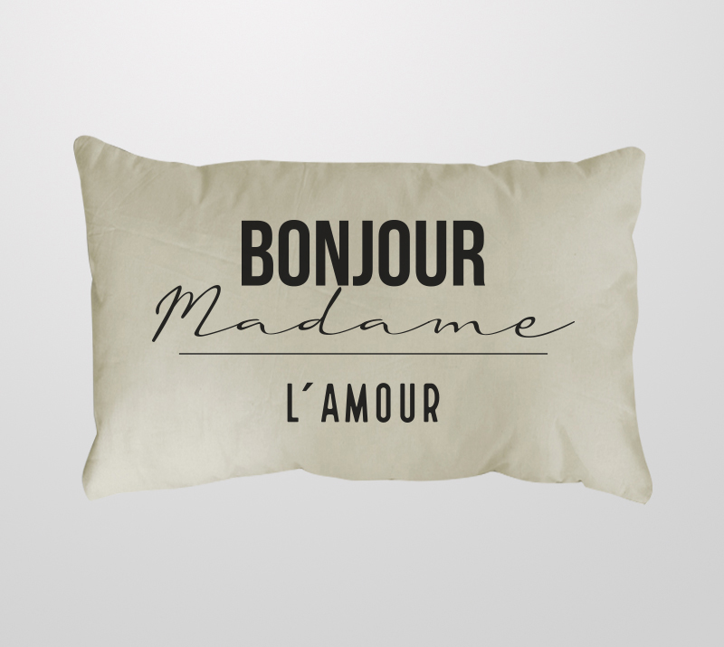 FUNDA FRANCIA MON AMOUR -BONJOUR MADAME- NATURAL 70X50 CM. - RELLENOS 70 x 50