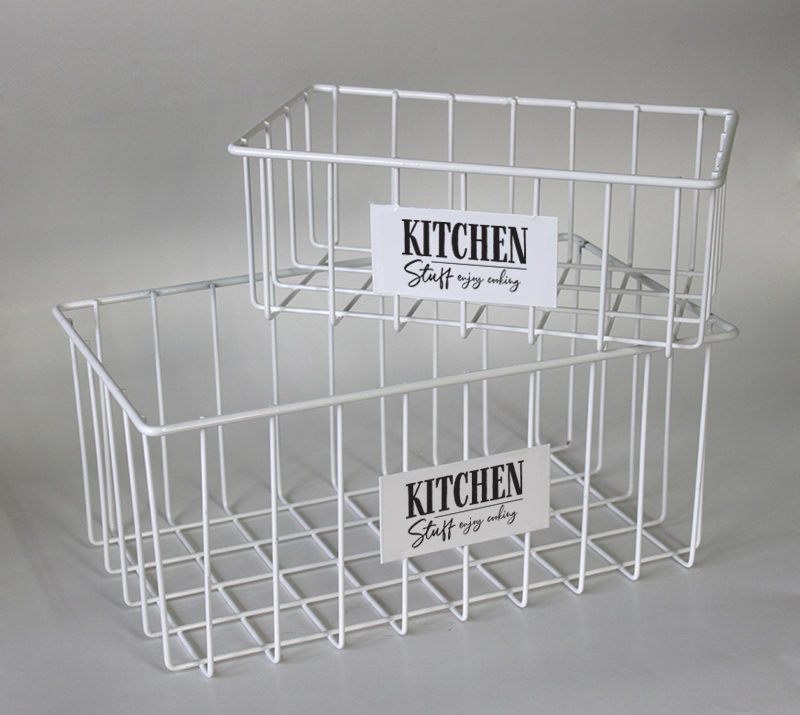 SET X 2 CANASTOS RECTANGULARES KITCHEN STUFF BLANCO 34 X 19.5 X 15 / 26 X 15 X 10 CM  