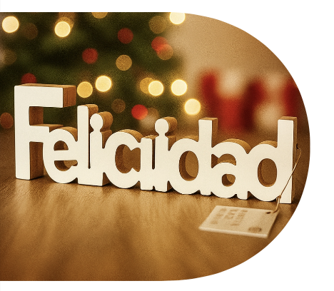 PALABRA FELICIDAD 27 X 12 CM ESTILO DOMINGO