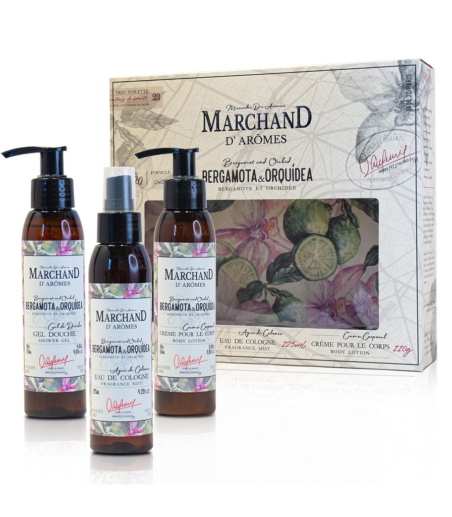 COFFRET SPECIAL TRÍO TOILETT MARCHAND D AROMES BERGAMOTA Y ORQUÍDEA