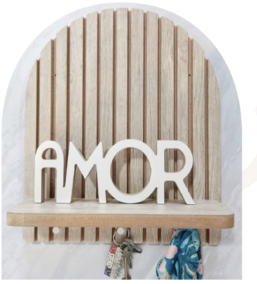 PERCHERO PORTA LLAVE DE MADERA CON ESTANTE 30 X 40 CM ESTILO DOMINGO