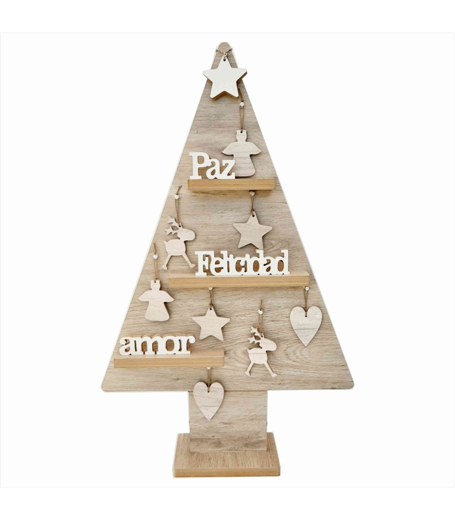 ADORNO DE PINO CON REPISAS Y FIGURAS 78 CM ESTILO DOMINGO 