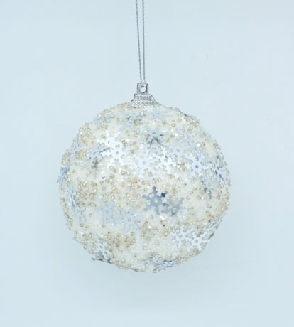 PELOTA DE NAVIDAD X 6 X 8 CM.  WHITE