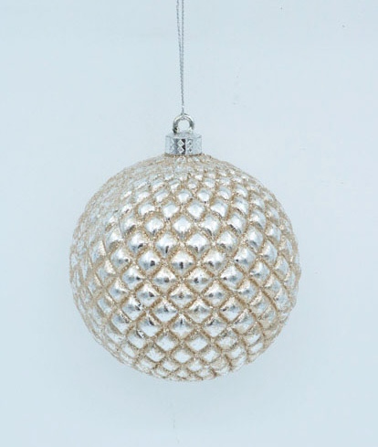 PELOTA DE NAVIDAD X 6 X 10 CM.  CHAMPAGNE