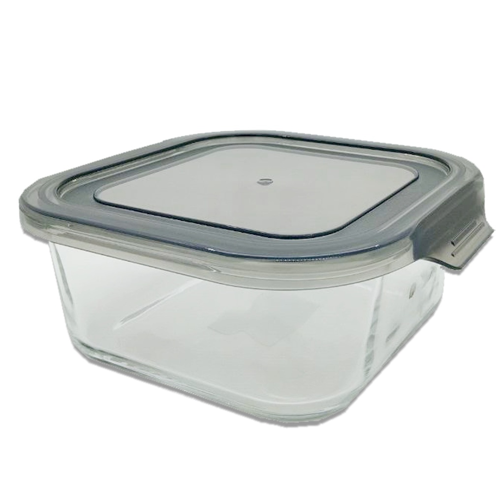 CONTENEDOR CUADRADO DE VIDRIO 800 ML 15.5 X 15.5 