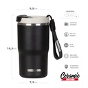 VASO DOBLE PARED CERAMICA 480 CC NEGRO ACERO AISI 304 WATERDOG CLYDE