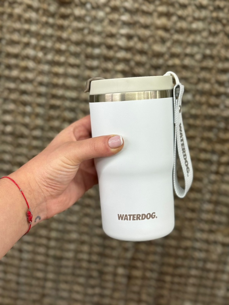 VASO DOBLE PARED CERAMICA 480 CC BLANCO ACERO AISI 304 WATERDOG CLYDE