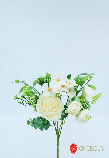 CABAGGE ROSE X 5 X 32CM WHITE