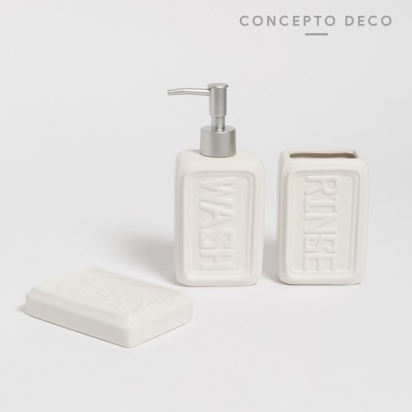 SET DE BAÑO X3 CERAMICA WASH BLANCO