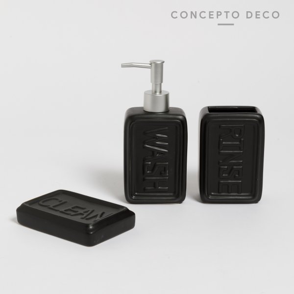 SET DE BAÑO X3 CERAMICA WASH NEGRO